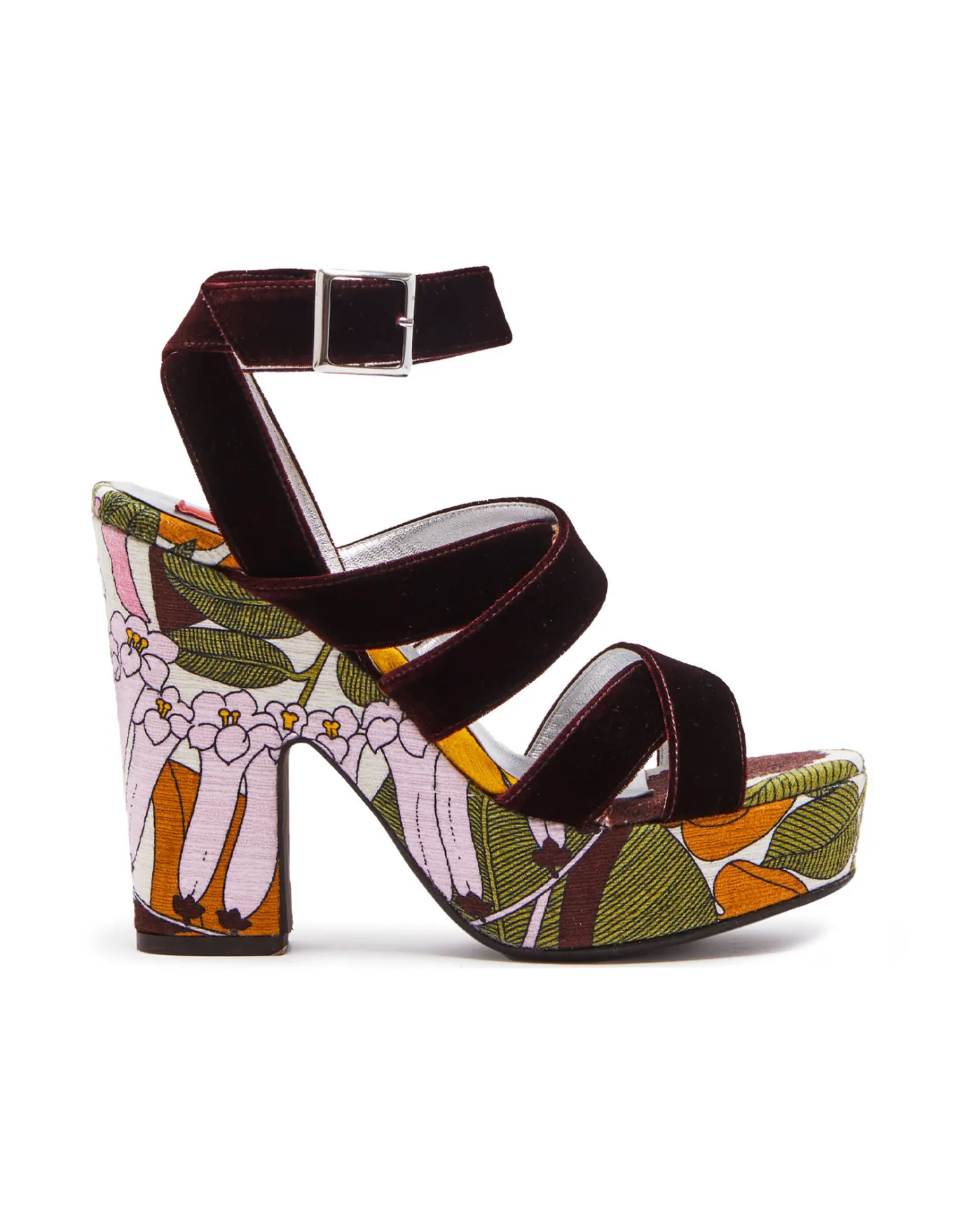 La DoubleJ Medal WedgeBig Flower Rose in Shot Cotton | Chaussures | ACCESSORIES