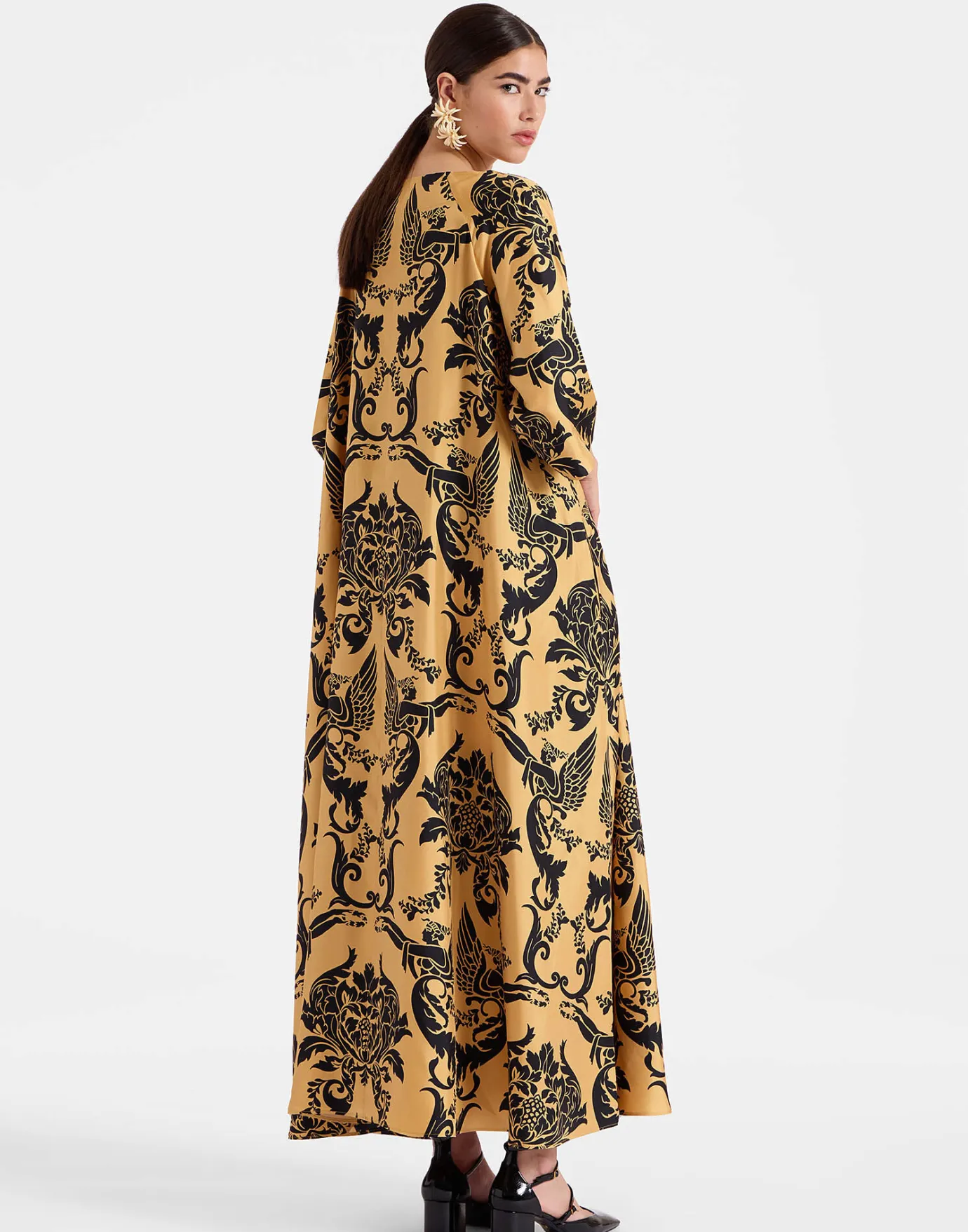 La DoubleJ Muumuu Dress Round NeckCherubs Gold in Silk Twill | Robes | READY TO WEAR