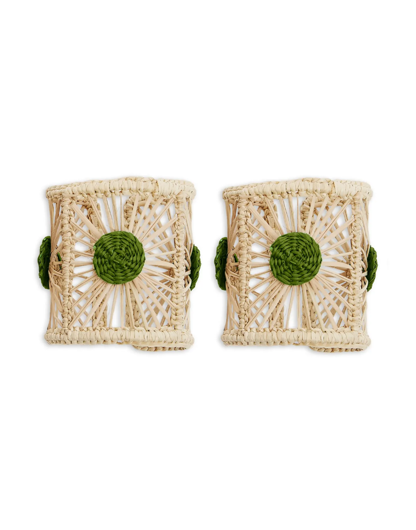 La DoubleJ Napkin Rings Set Of 2Green in Iraca | Nappes | Textiles