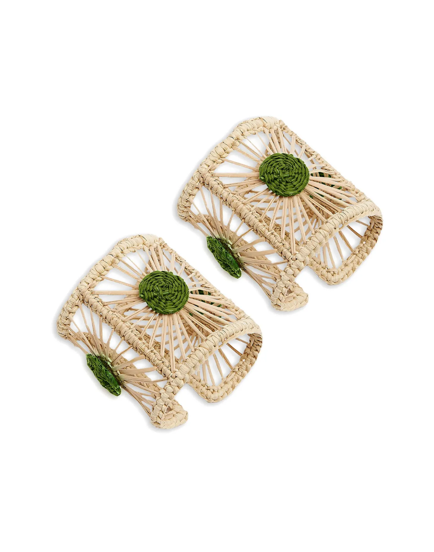 La DoubleJ Napkin Rings Set Of 2Green in Iraca | Nappes | Textiles