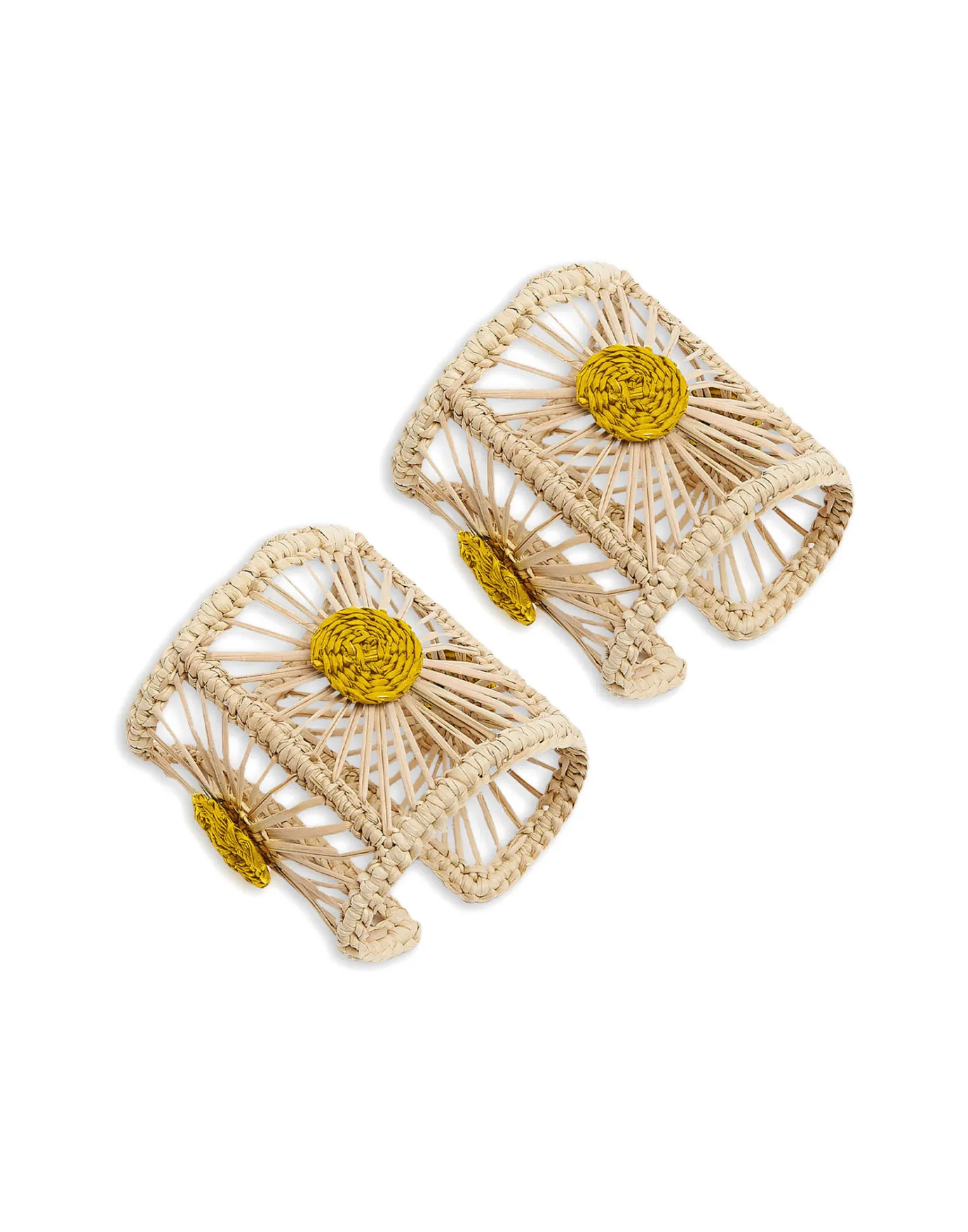 La DoubleJ Napkin Rings Set Of 2Yellow in Iraca | Nappes | Textiles