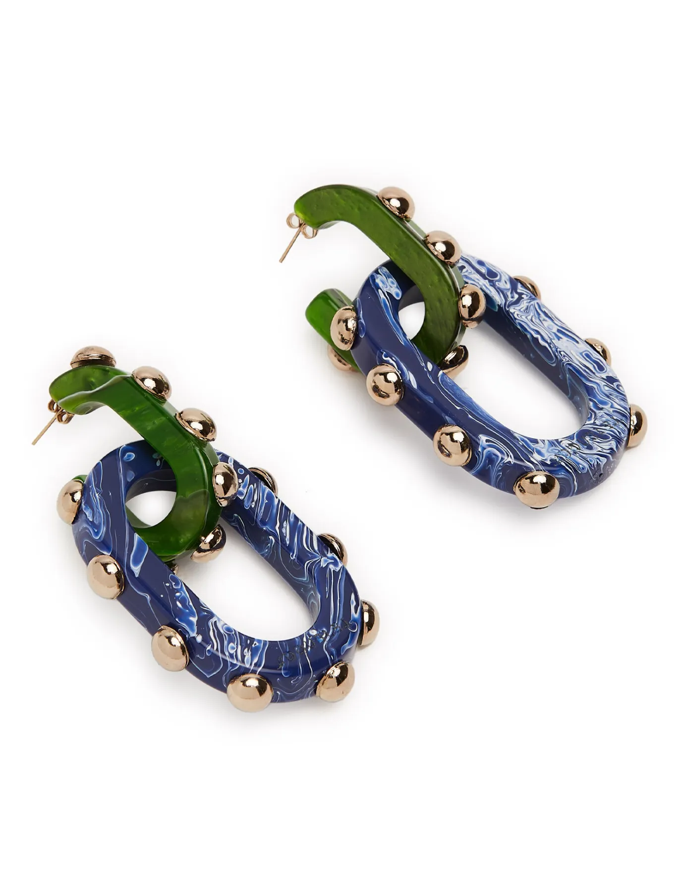 La DoubleJ Nefertiti Double EarringsDark Green in Acrylic Resin | Bijoux | ACCESSORIES