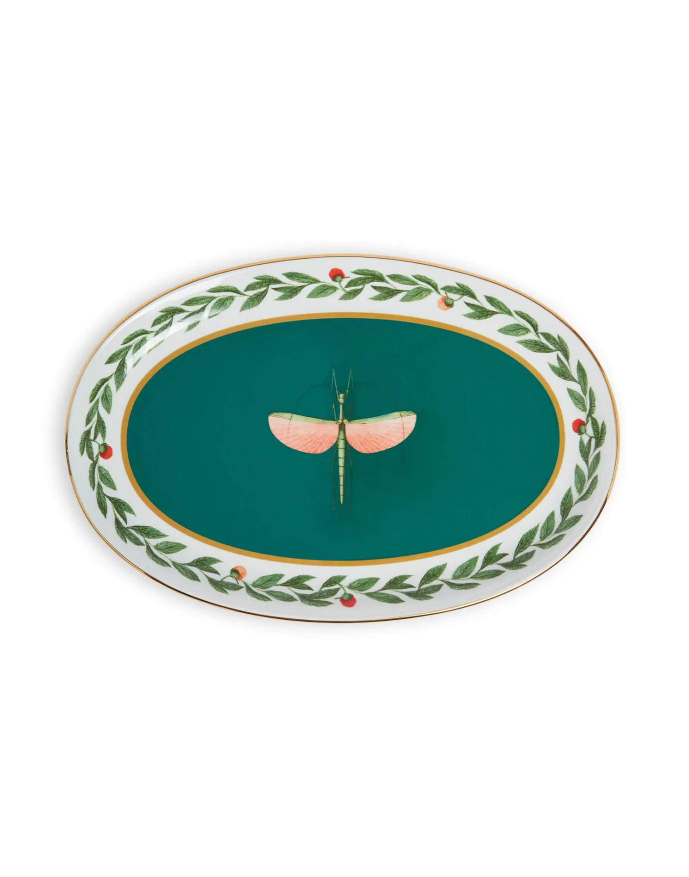 La DoubleJ Oval PlatterLibellula Green in Porcelain | Objets Pour Servir | Table