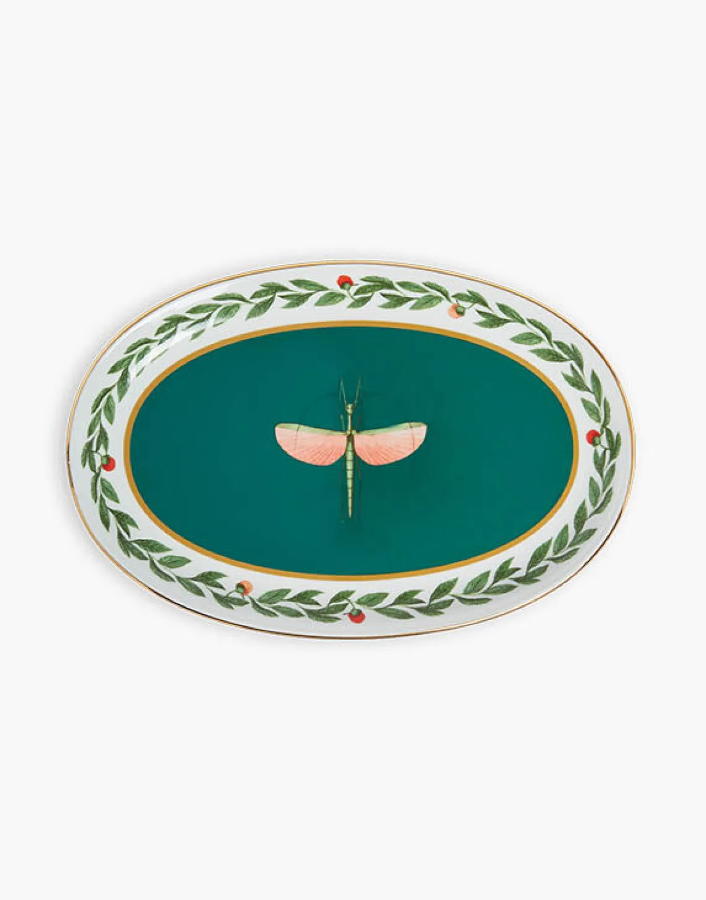 La DoubleJ Oval PlatterLibellula Green in Porcelain | Objets Pour Servir | Table