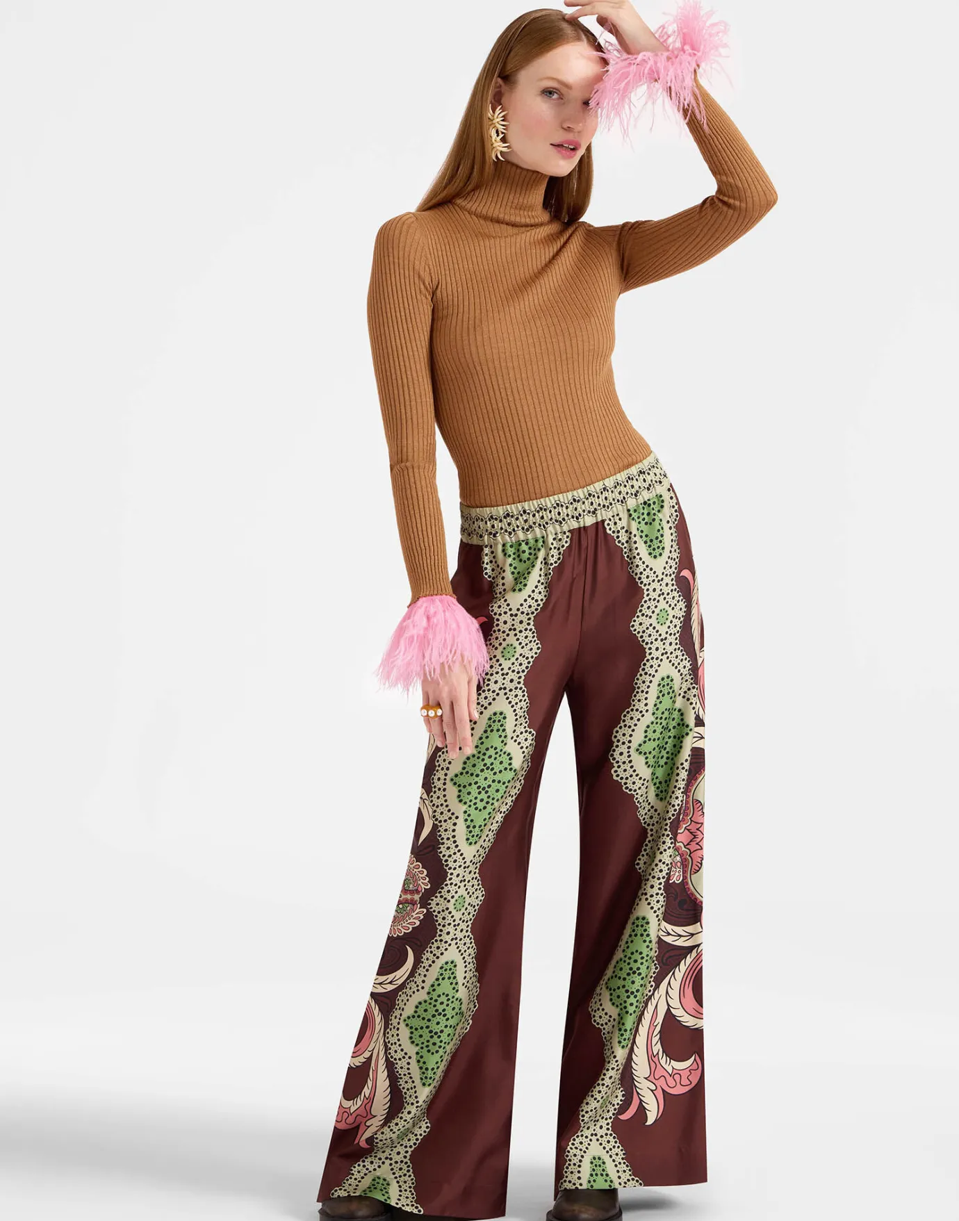 La DoubleJ Palazzo PantsPortal Placée Brown in Silk Twill | Pantalon Et Short | READY TO WEAR