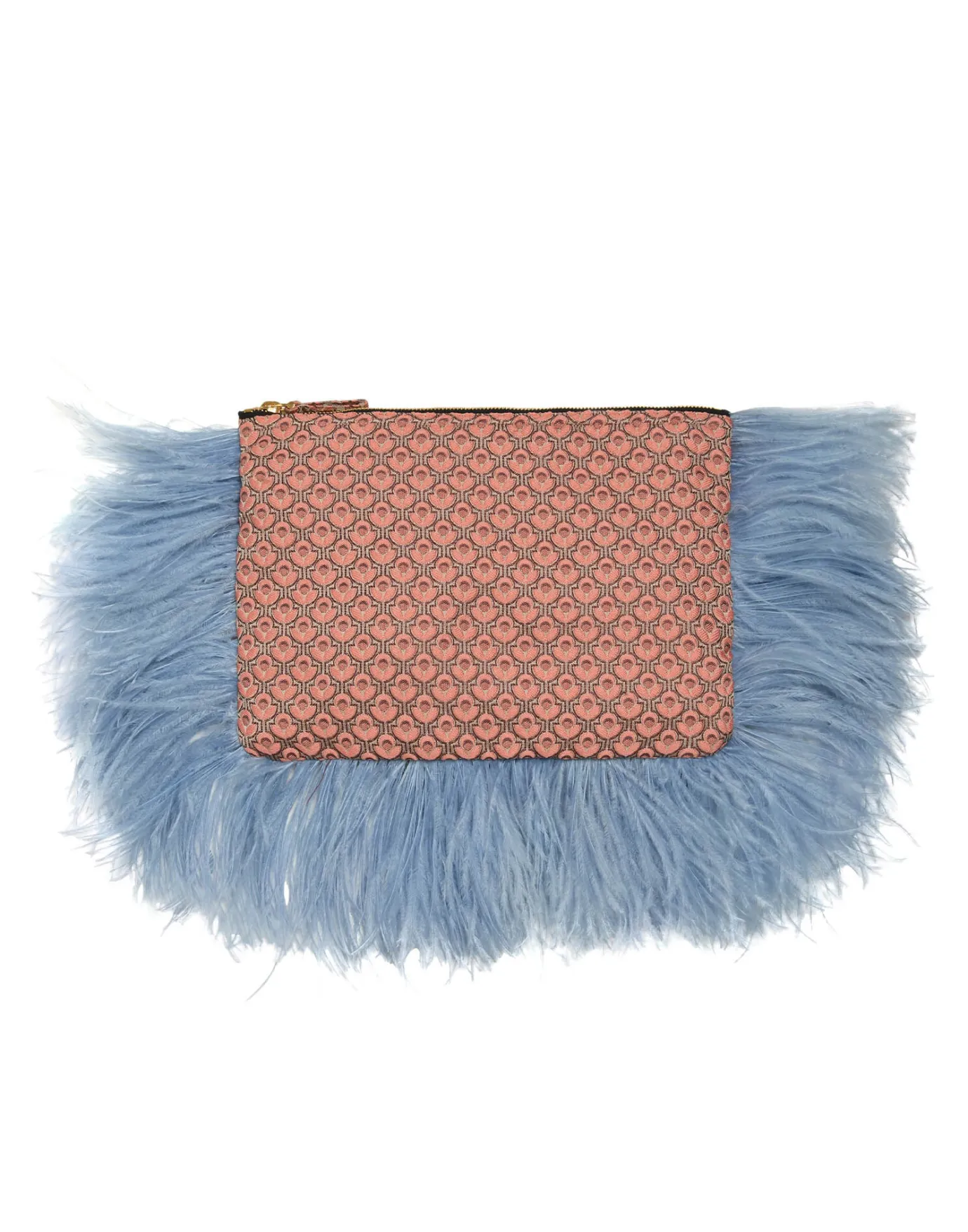 La DoubleJ Party PochetteTulip Pale Pink in Jacquard With Feathers | Sacs Et Pochettes | ACCESSORIES