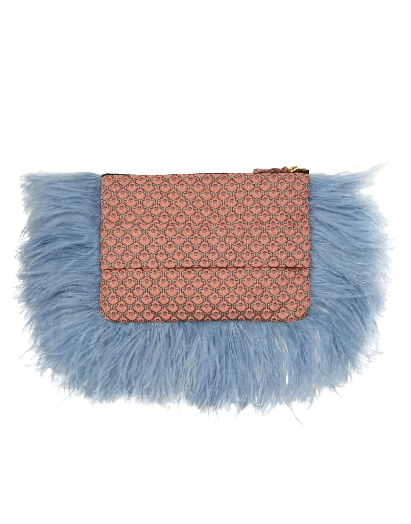 La DoubleJ Party PochetteTulip Pale Pink in Jacquard With Feathers | Sacs Et Pochettes | ACCESSORIES