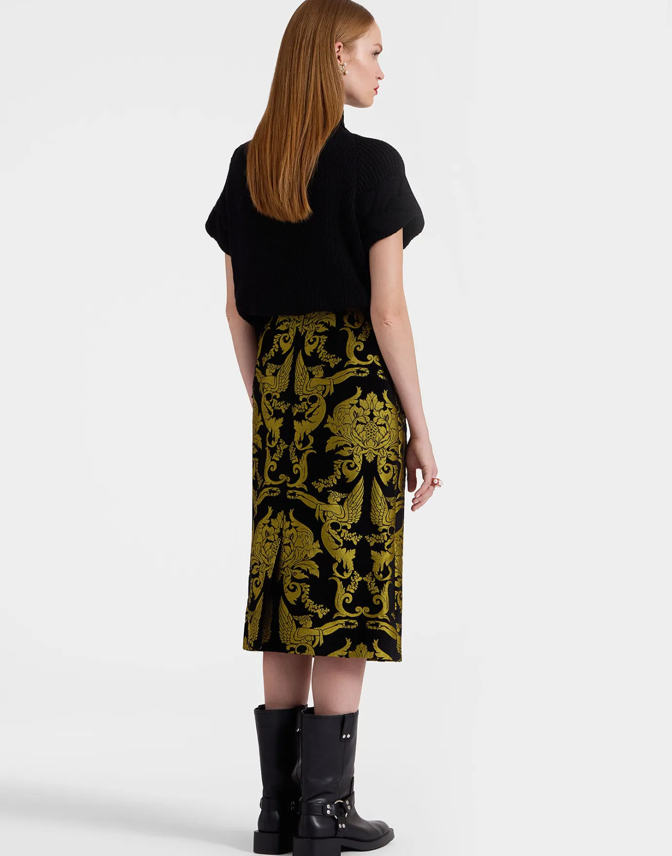 La DoubleJ Pencil SkirtCherubs Black in Jacquard | Jupes | READY TO WEAR