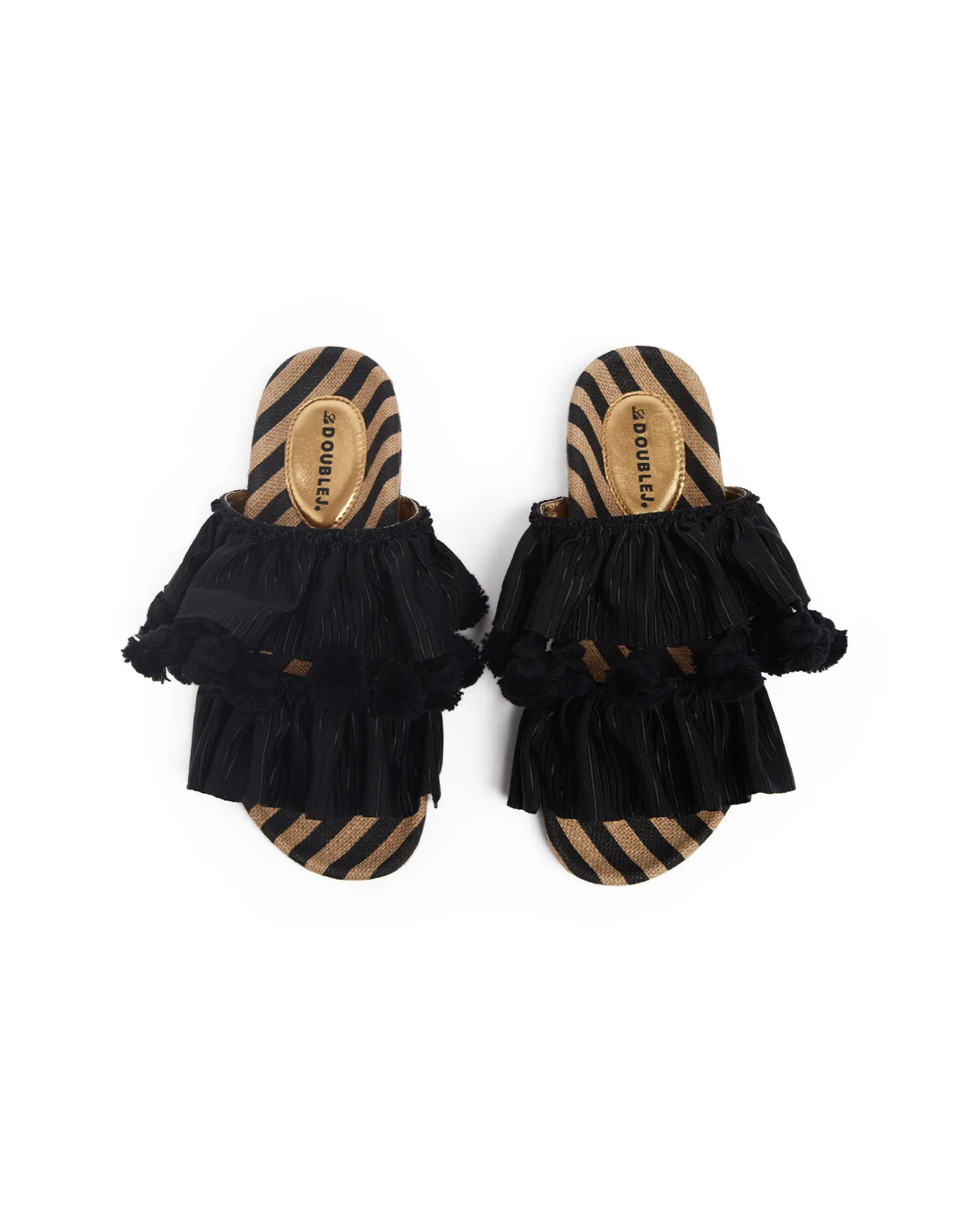 La DoubleJ Pimento SlideSolid Black in Viscose & Jute | Chaussures | ACCESSORIES