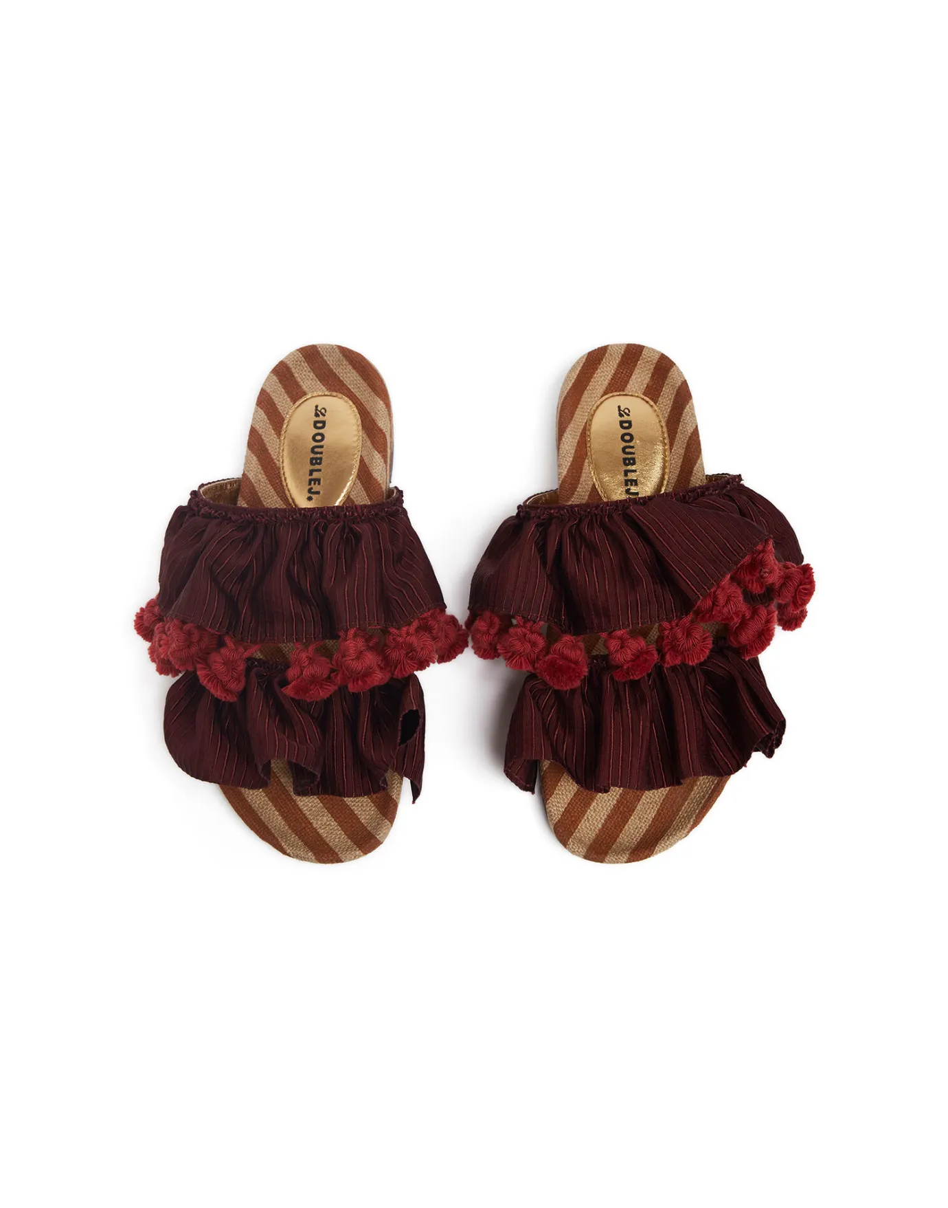 La DoubleJ Pimento SlideSolid Bordeaux in Viscose & Jute | Chaussures | ACCESSORIES