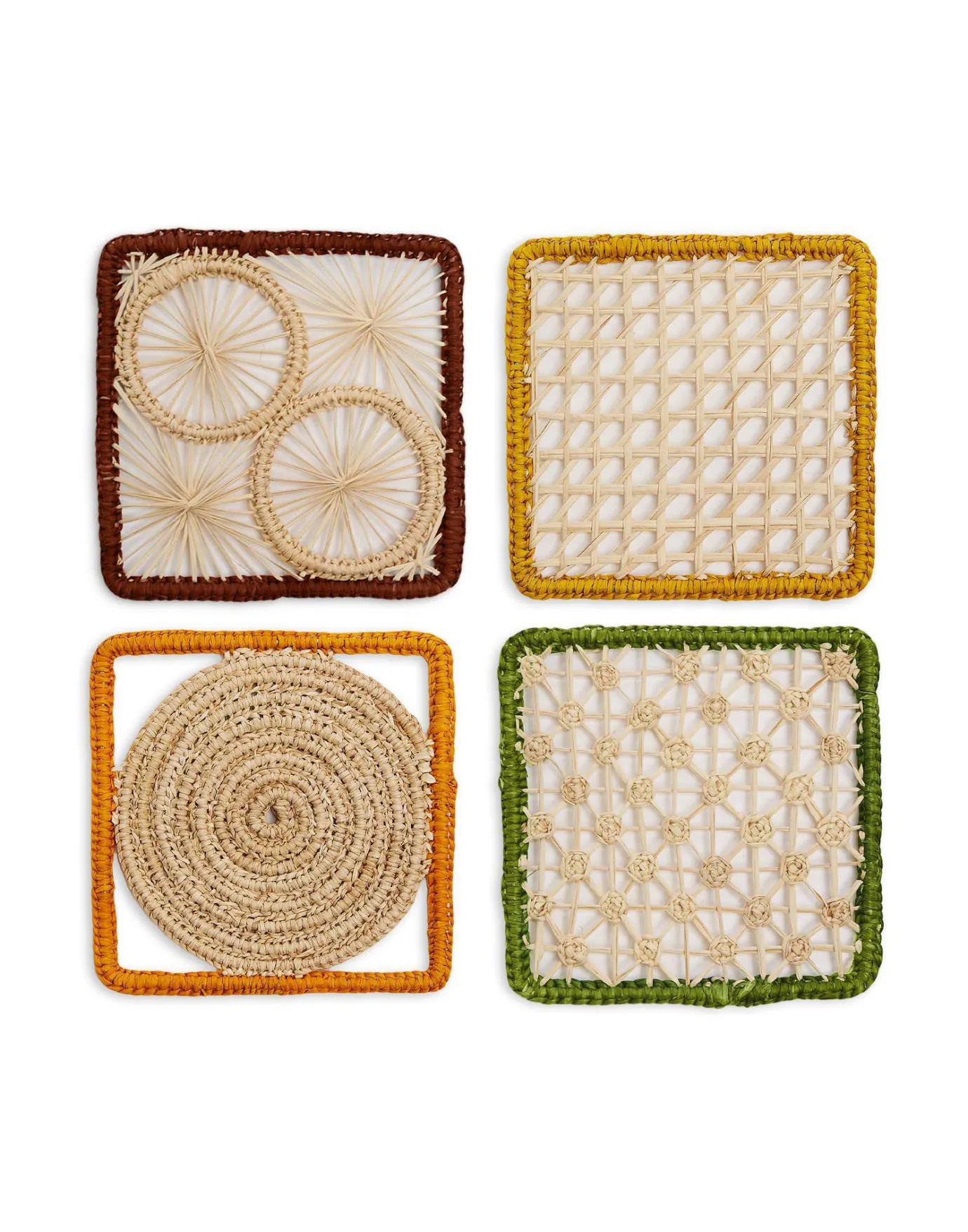 La DoubleJ Raffia Coaster Set Of 4Mixed in Iraca | Verres à Eau | Verres