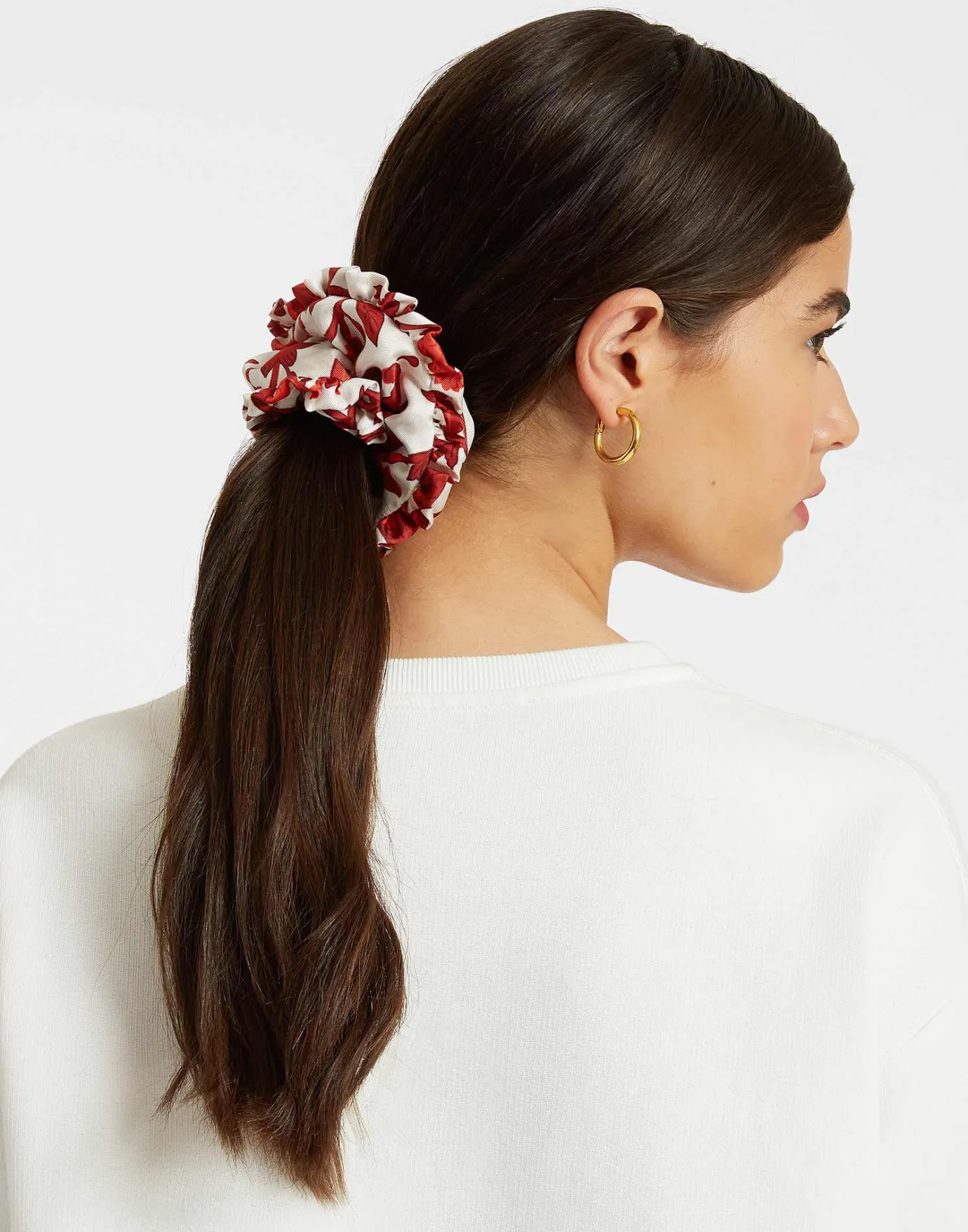 La DoubleJ ScrunchieDragonflower Mini Red in Silk Twill | Accessoires Pour Cheveux | ACCESSORIES