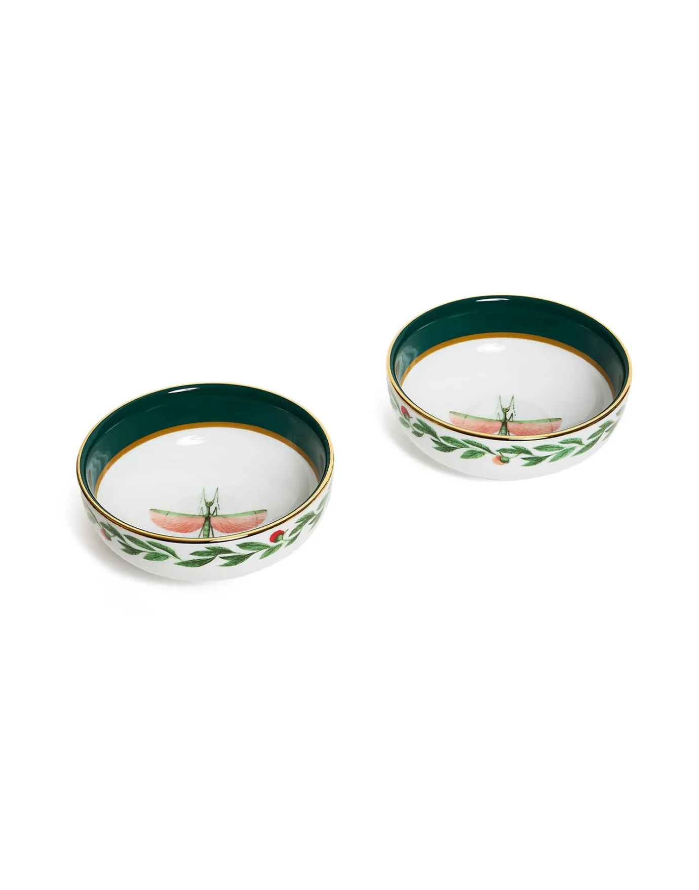 La DoubleJ Snack Bowl Set Of 2Libellula Green in Porcelain | Objets Pour Servir | Table