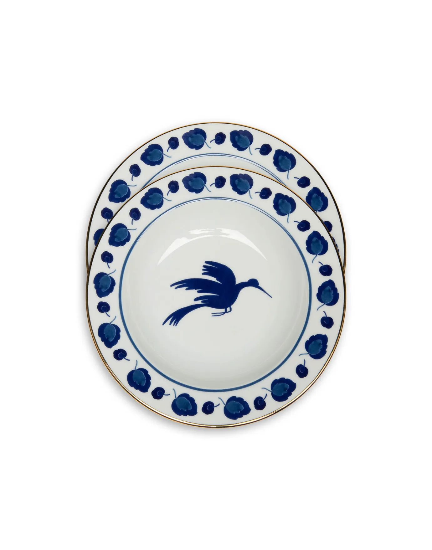 La DoubleJ Soup Plates Set Of 2Wildbird Blue in Porcelain | Assiettes | Table