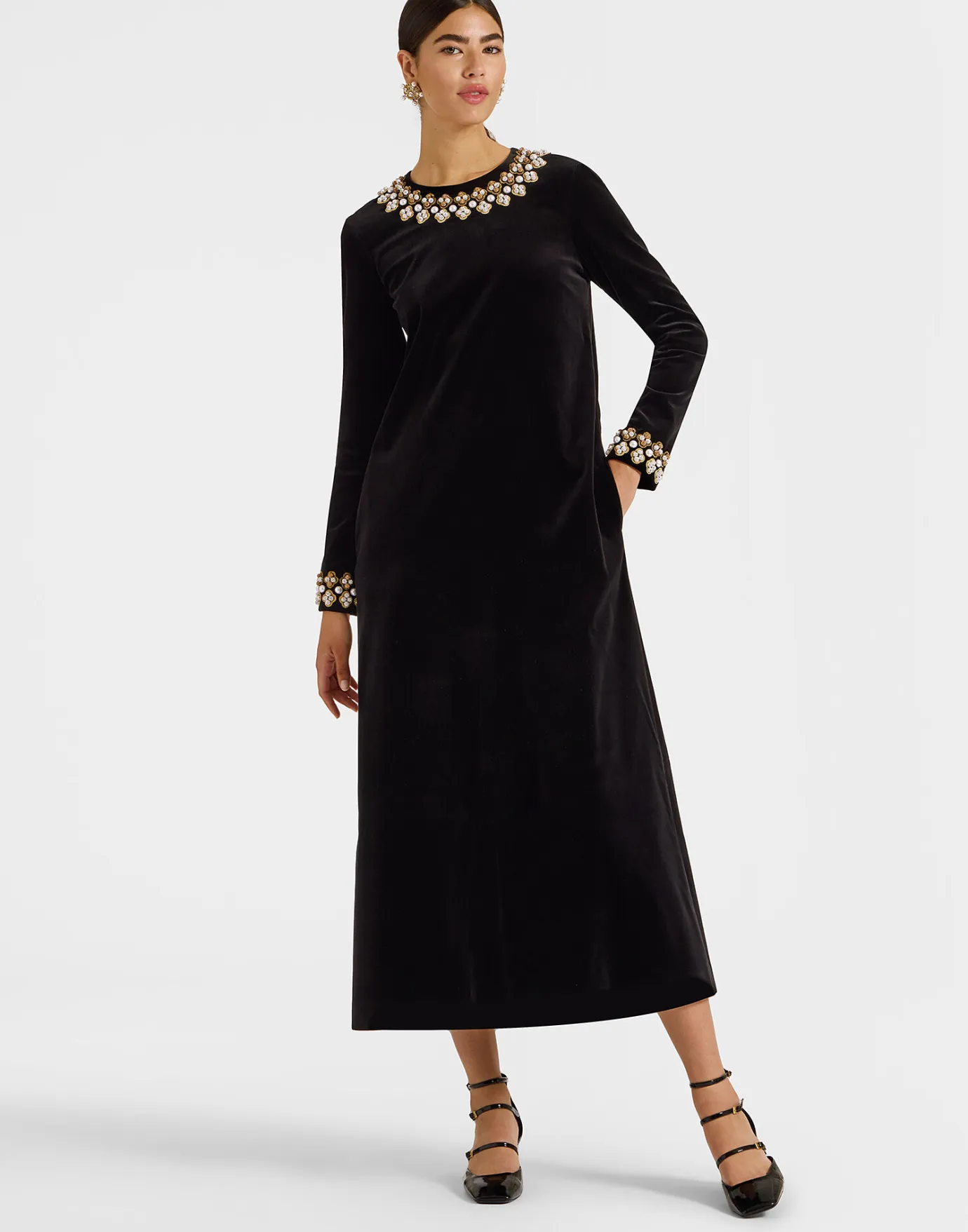 La DoubleJ Super Swing DressSolid Black in Light Velvet | Robes | READY TO WEAR