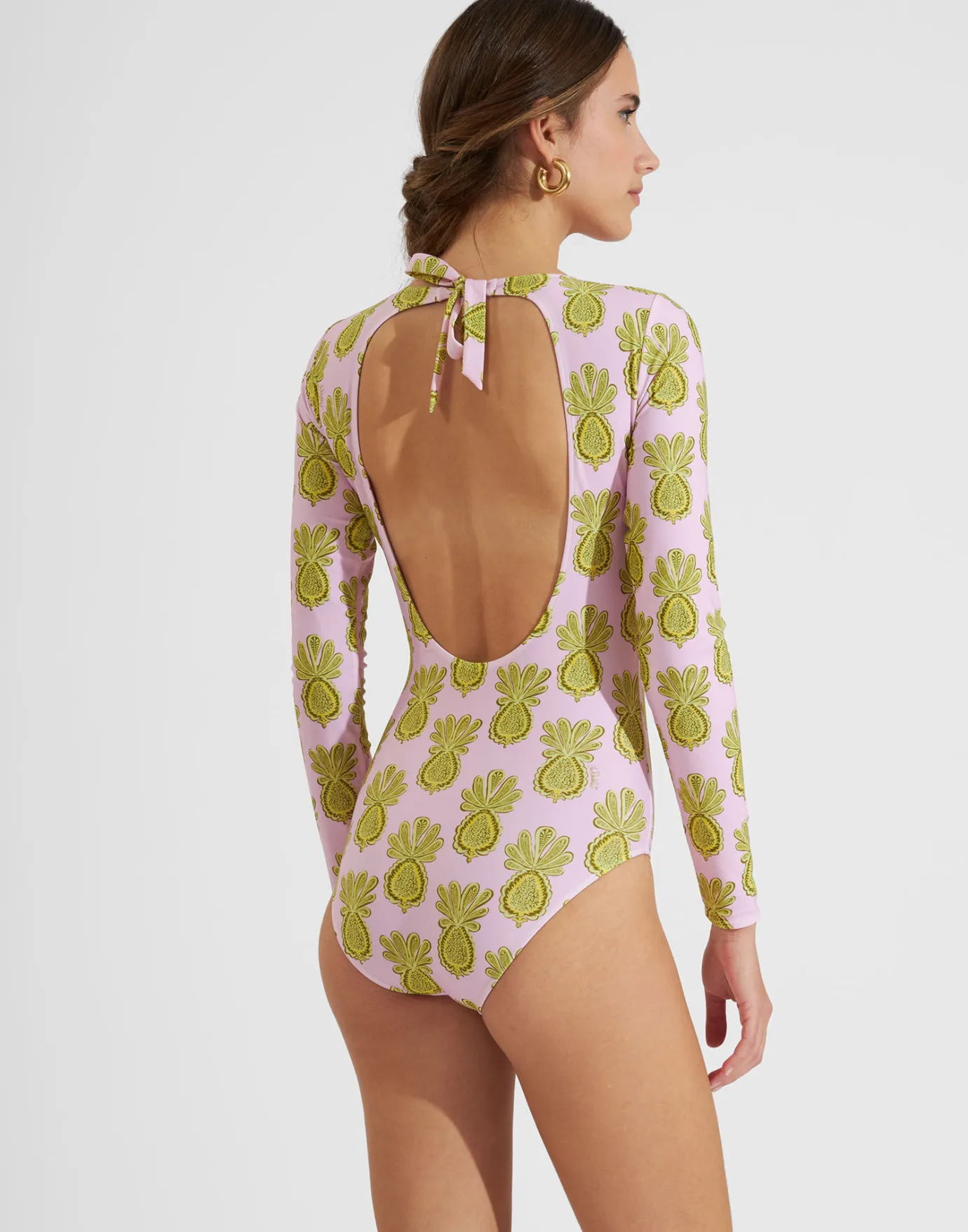 La DoubleJ Surf SuitPineapple Sunflower Pink in Lycra | Tenues De Plage | READY TO WEAR