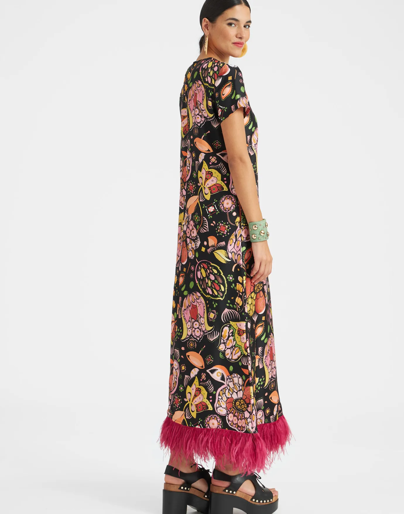 La DoubleJ Swing Dress (With Feathers)Eden in Twill Silk | Robes | READY TO WEAR