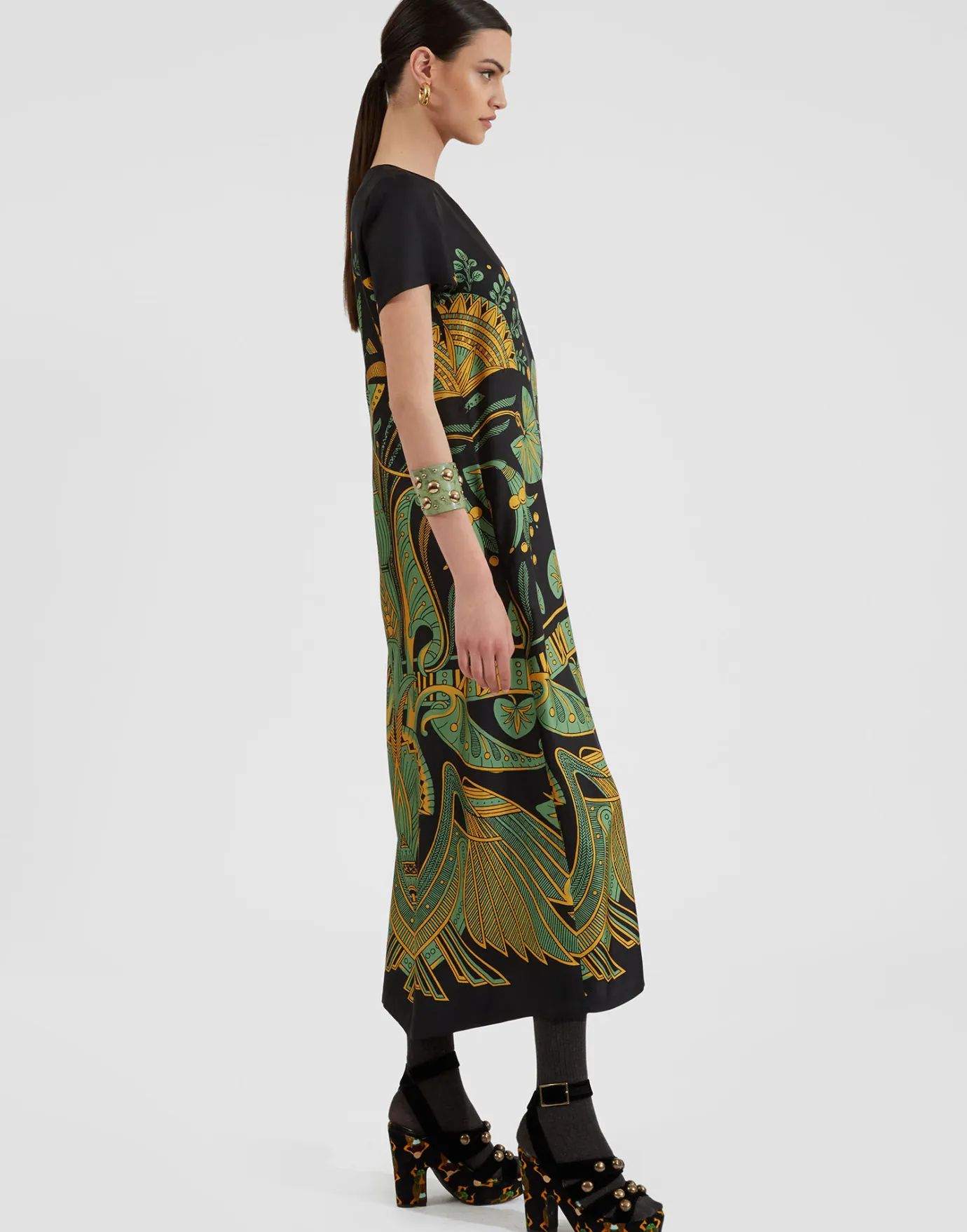 La DoubleJ Swing DressThe Nile Placée Black in Silk Twill | Robes | READY TO WEAR