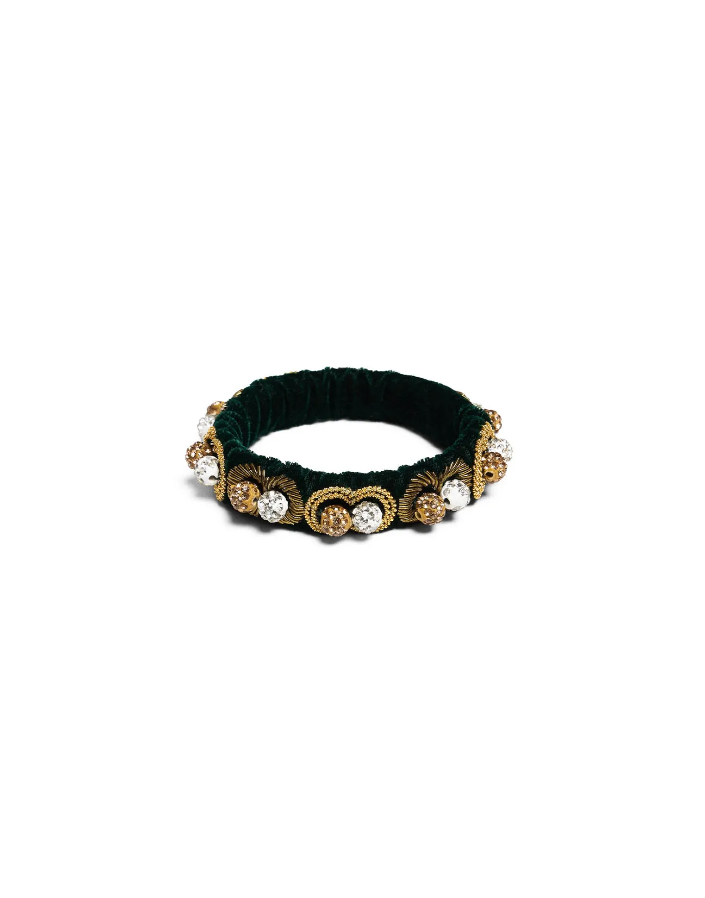 La DoubleJ Tesoro BraceletSolid Camouflage Green in Velvet | Bijoux | ACCESSORIES