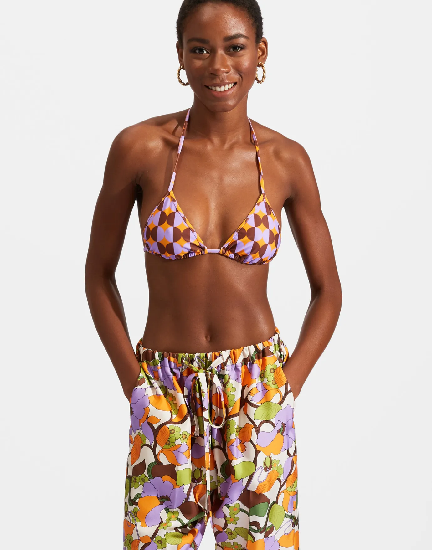 La DoubleJ Triangle Bikini TopMezzaluna Orange in Lycra | Tenues De Plage | READY TO WEAR