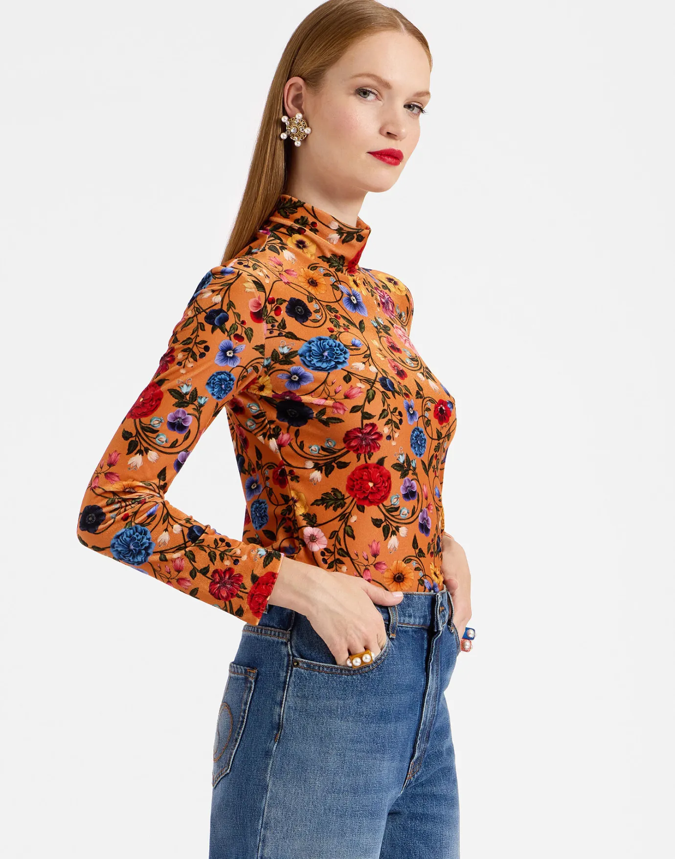 La DoubleJ TurtleneckBotticelli Rust in Velvet Stretch | Chemises Et Tops | READY TO WEAR