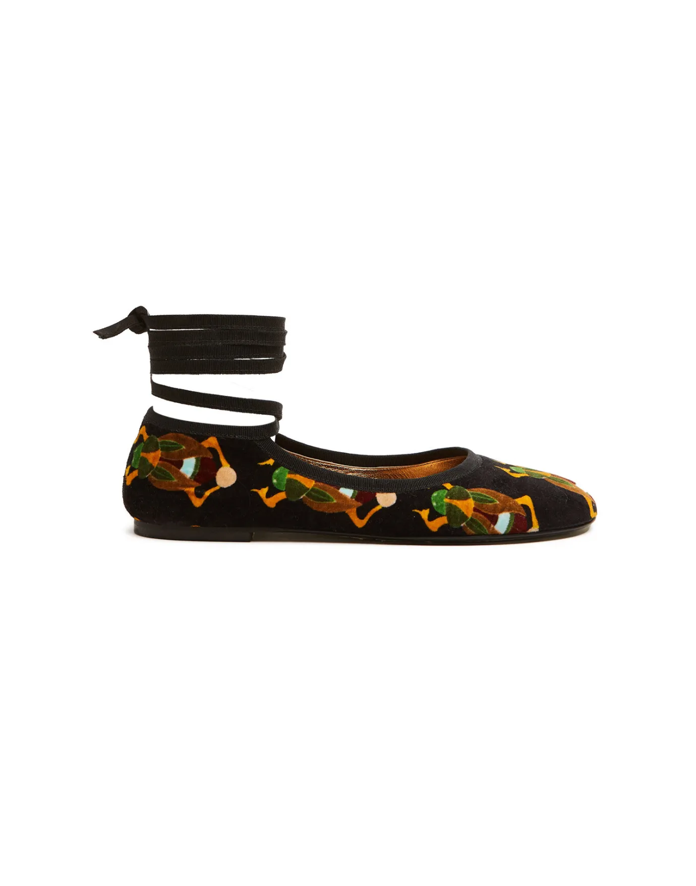 La DoubleJ Winter Ballerina FlatsScarab Black in Cotton Velvet | Chaussures | ACCESSORIES