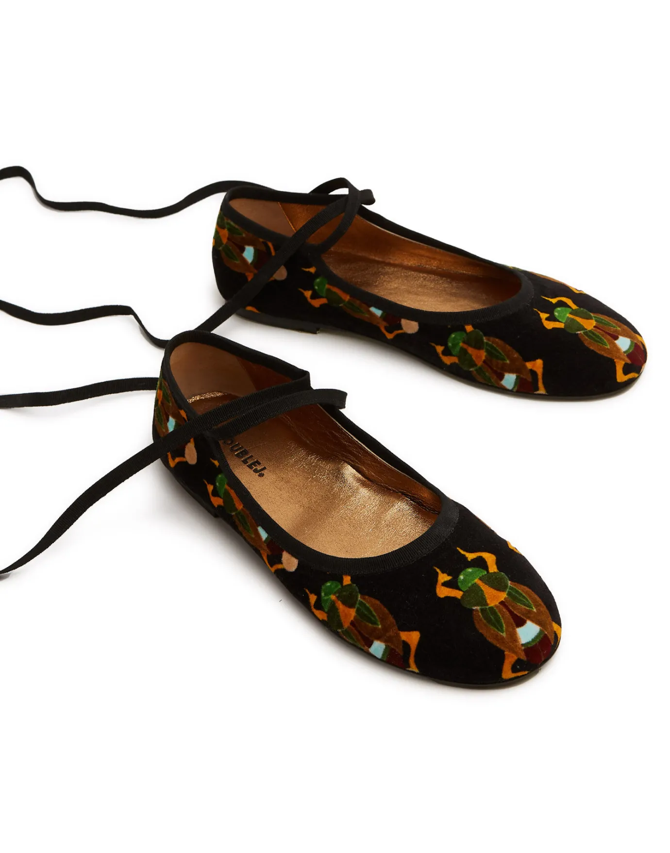 La DoubleJ Winter Ballerina FlatsScarab Black in Cotton Velvet | Chaussures | ACCESSORIES